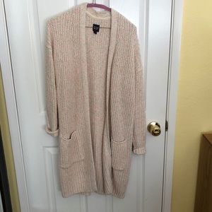 Speckled cardigan with mint, pink and off white